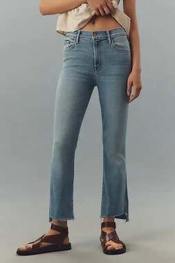 MOTHER The Insider Crop Step Fray Jeans Blessing In Disguise Light Wash Size 32